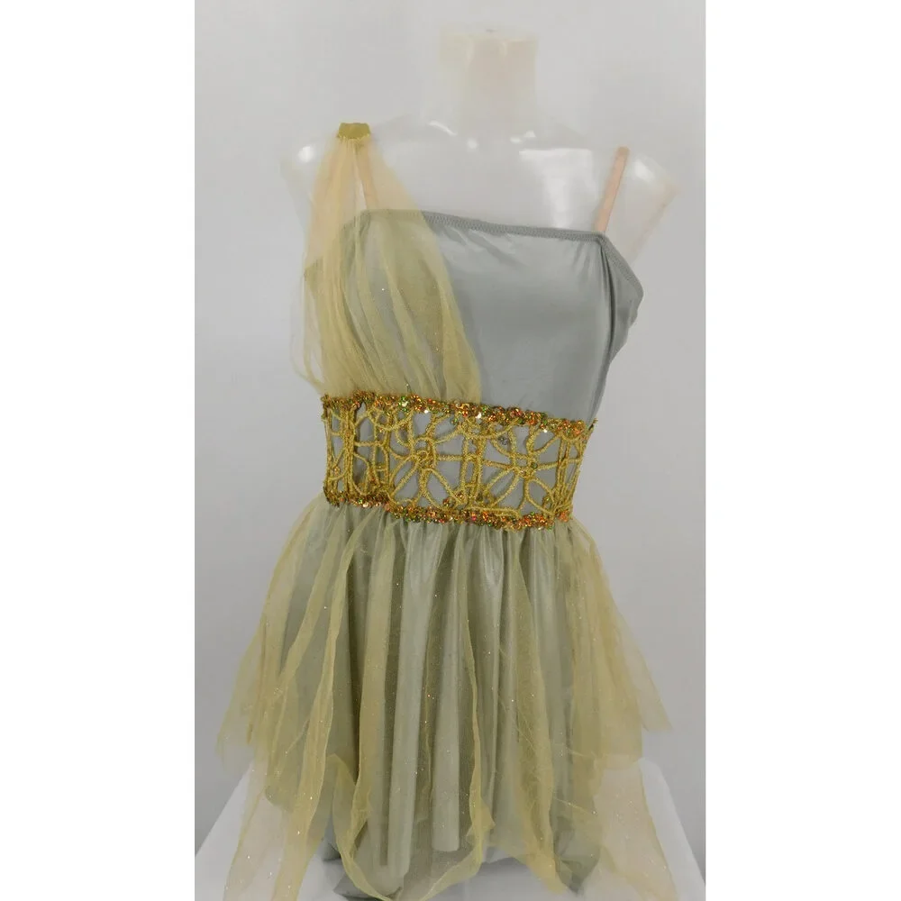 Pre-Owned Dance Costume Curtain Call R103 XL Child Gray Draping Ballet Sequin